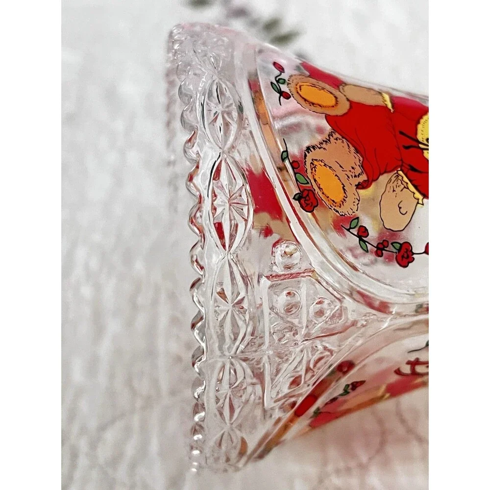 Vintage Large Nanco Lead Crystal Teddy Bear Bell 8” Cut Glass Cottagecore Decor